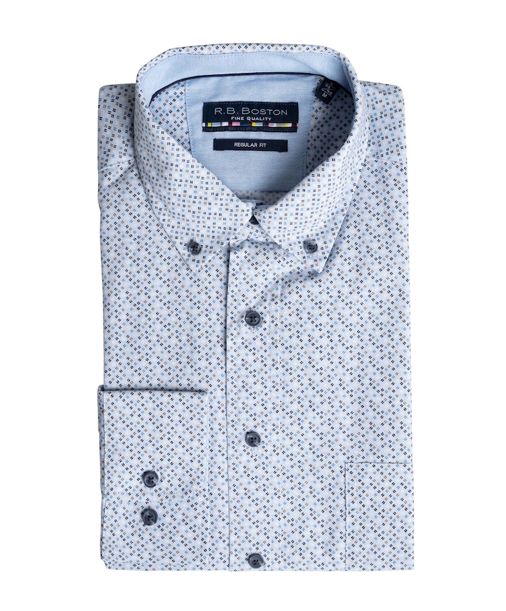 Heren overhemd lange mouw blauw