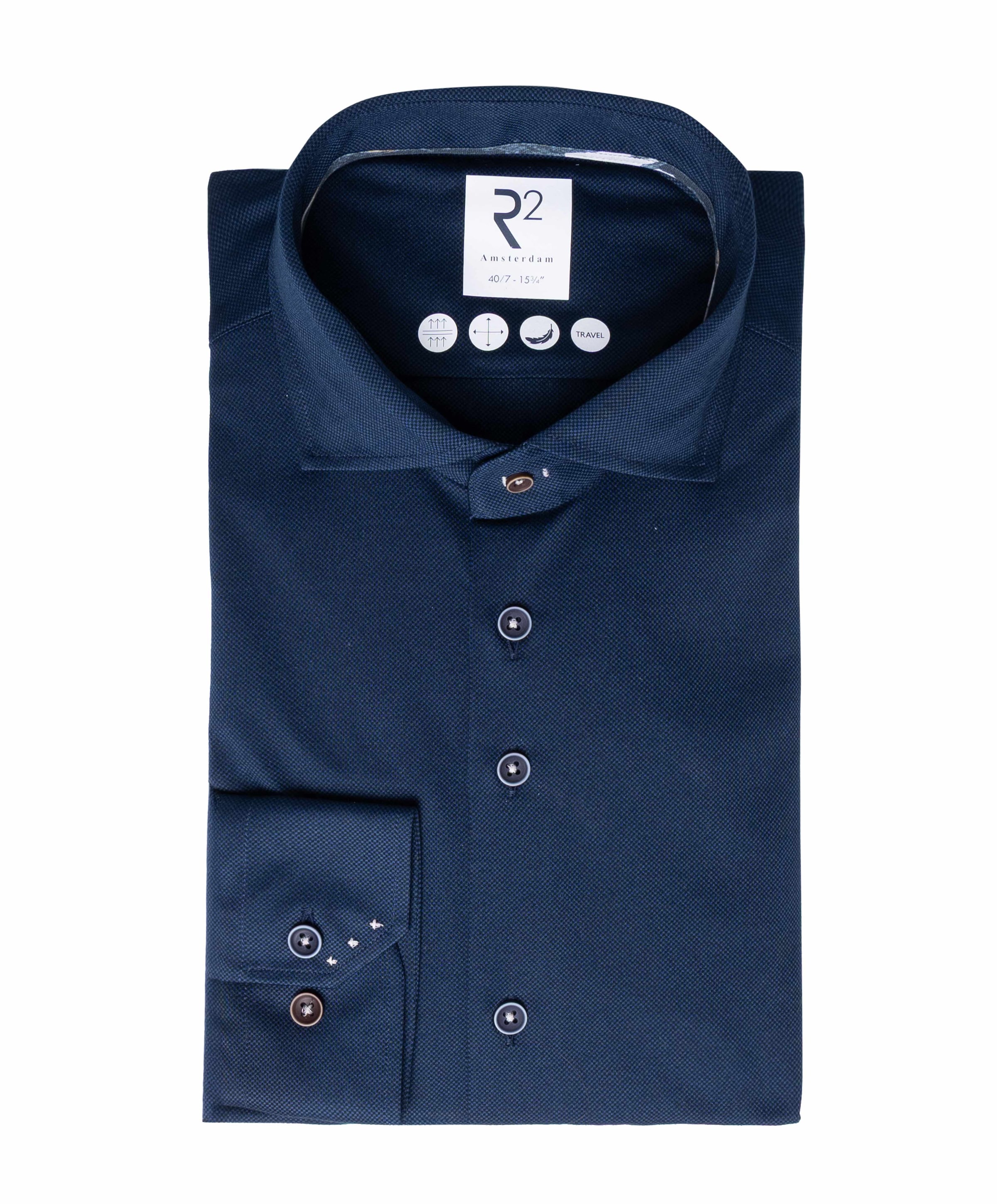 Heren overhemd extra lange mouw blauw
