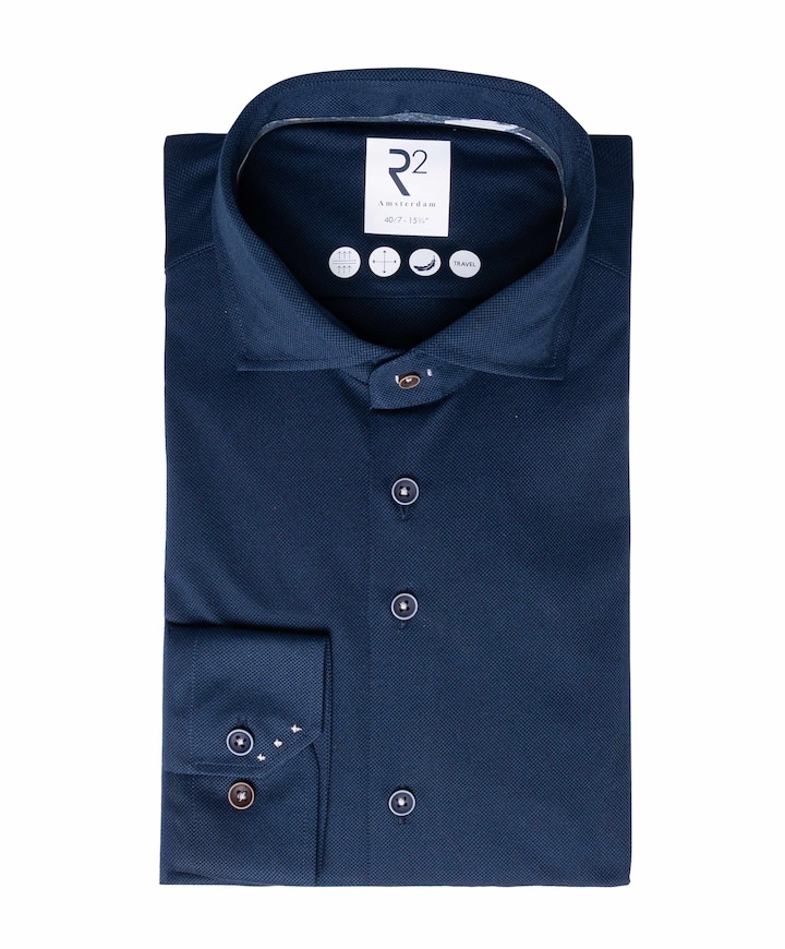 Heren overhemd extra lange mouw blauw