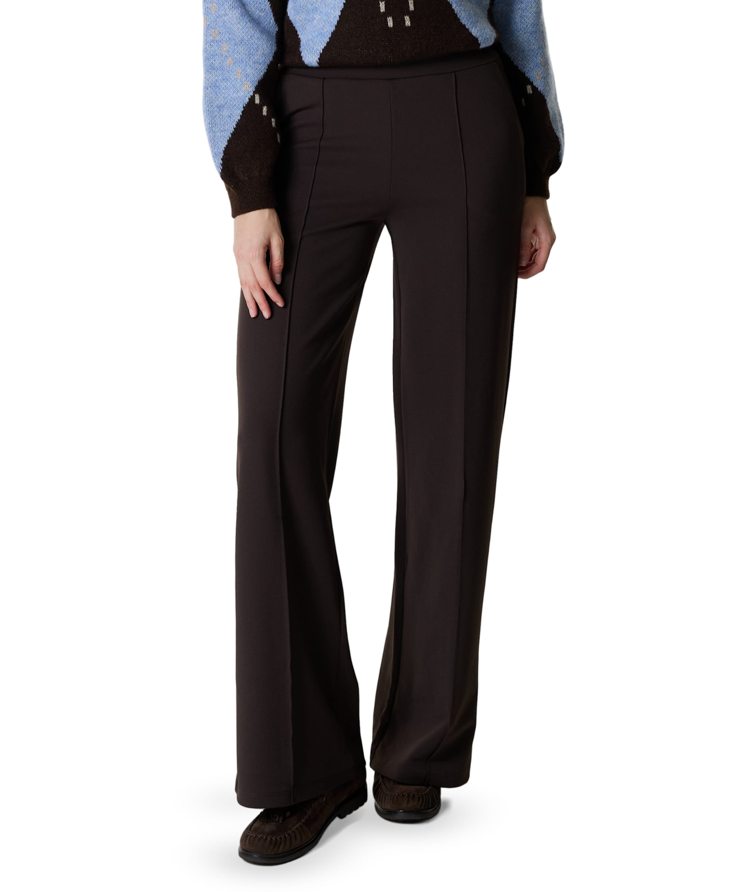 Wide leg dames broek bruin