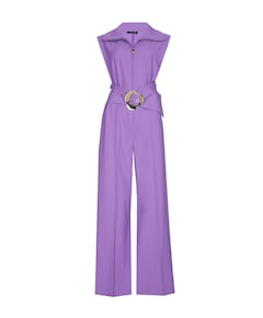 crepe effen kraag dames jumpsuit paars