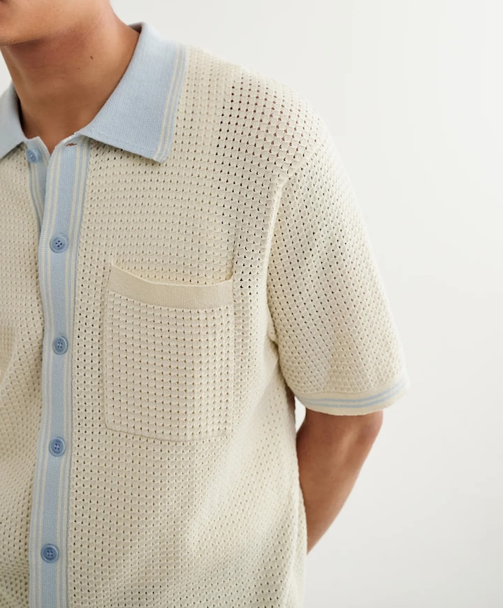 Heren overhemd korte mouw ecru