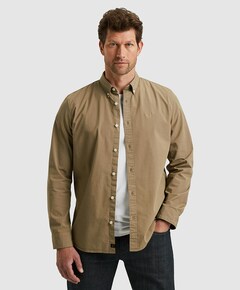 Heren overhemd lange mouw beige