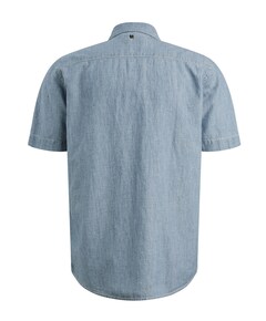 Heren overhemd korte mouw blauw