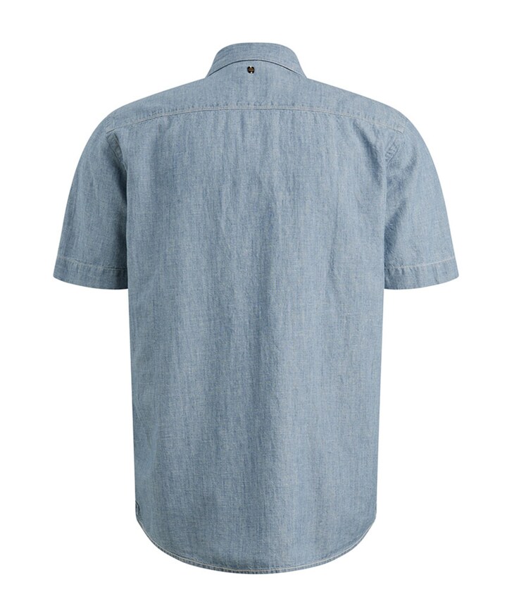 Heren overhemd korte mouw blauw