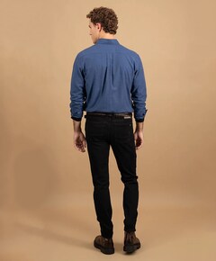 Heren overhemd lange mouw blauw