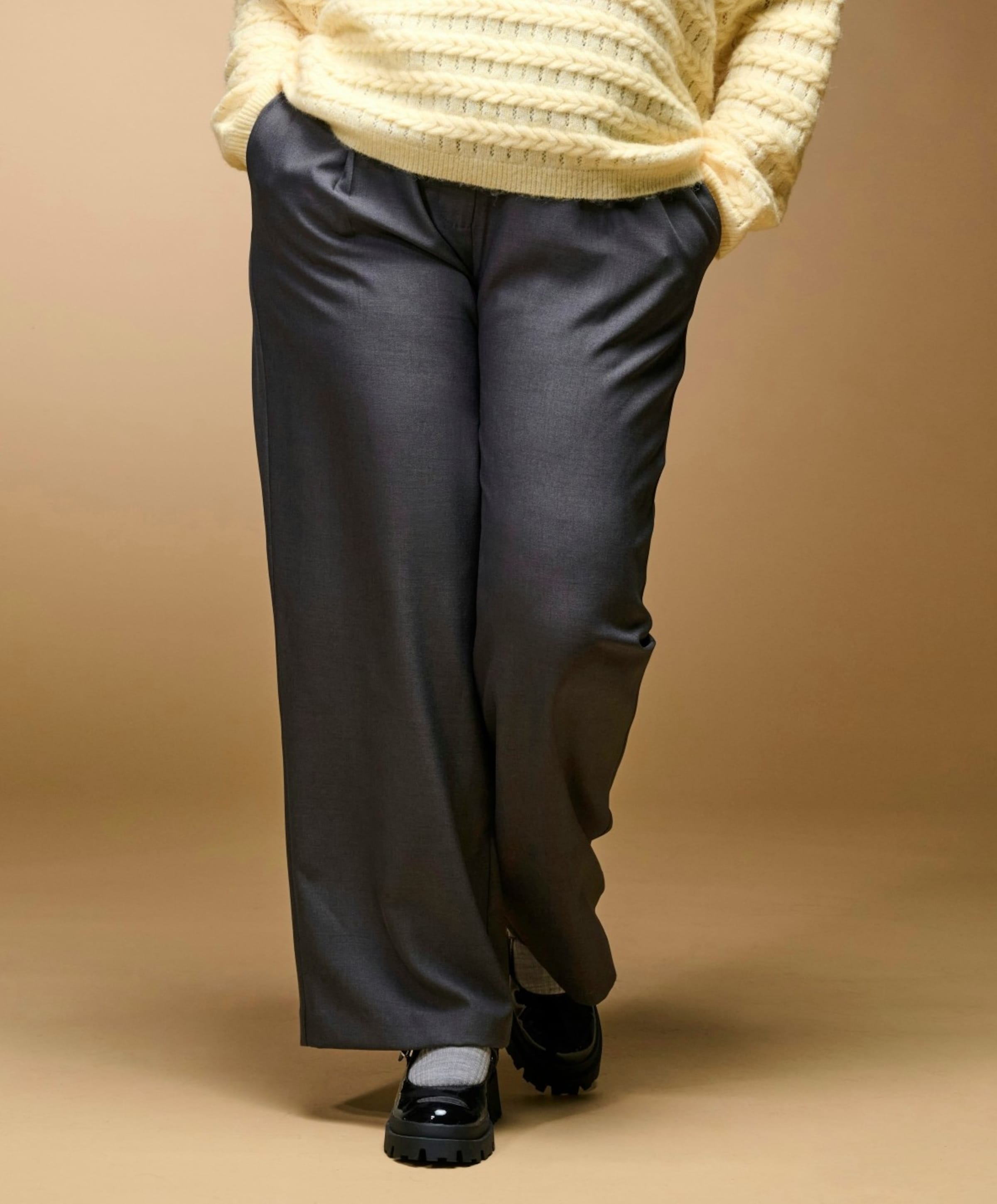 CARLINDA HW STR MEL TLR dames broek grijs