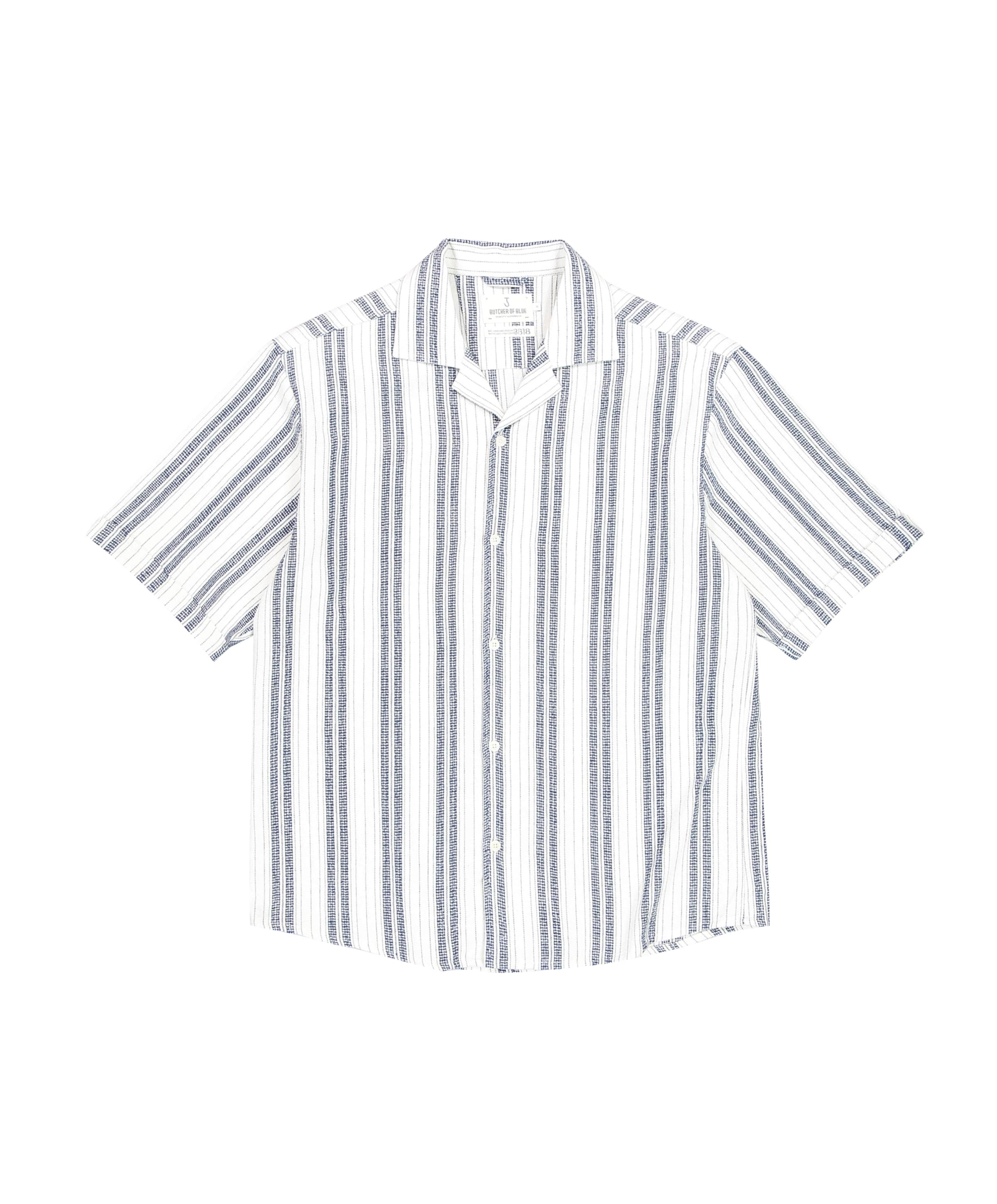 Heren overhemd korte mouw blauw