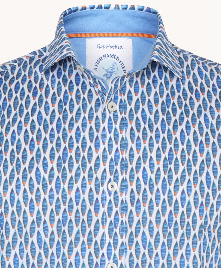 Overhemd korte mouw blauw
