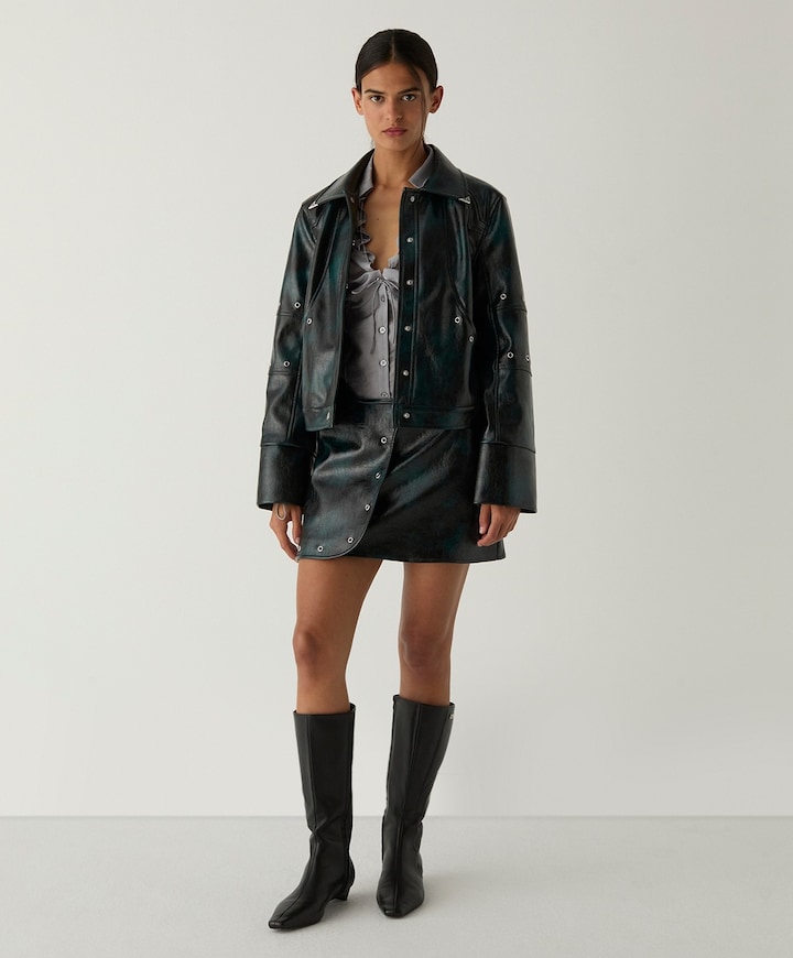 Dames leren jas groen