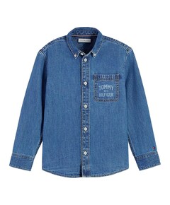 Jongens overhemd lange mouw blauw