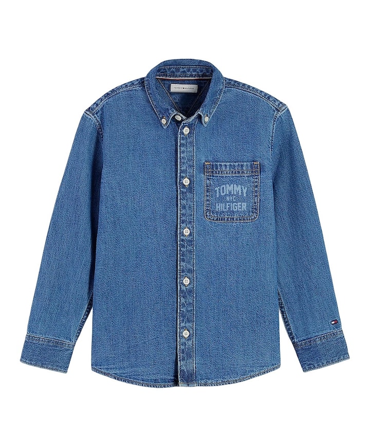 Jongens overhemd lange mouw blauw
