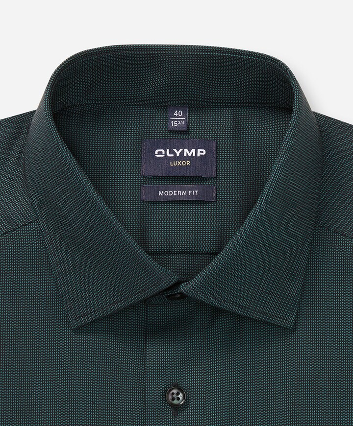 Heren overhemd lange mouw groen