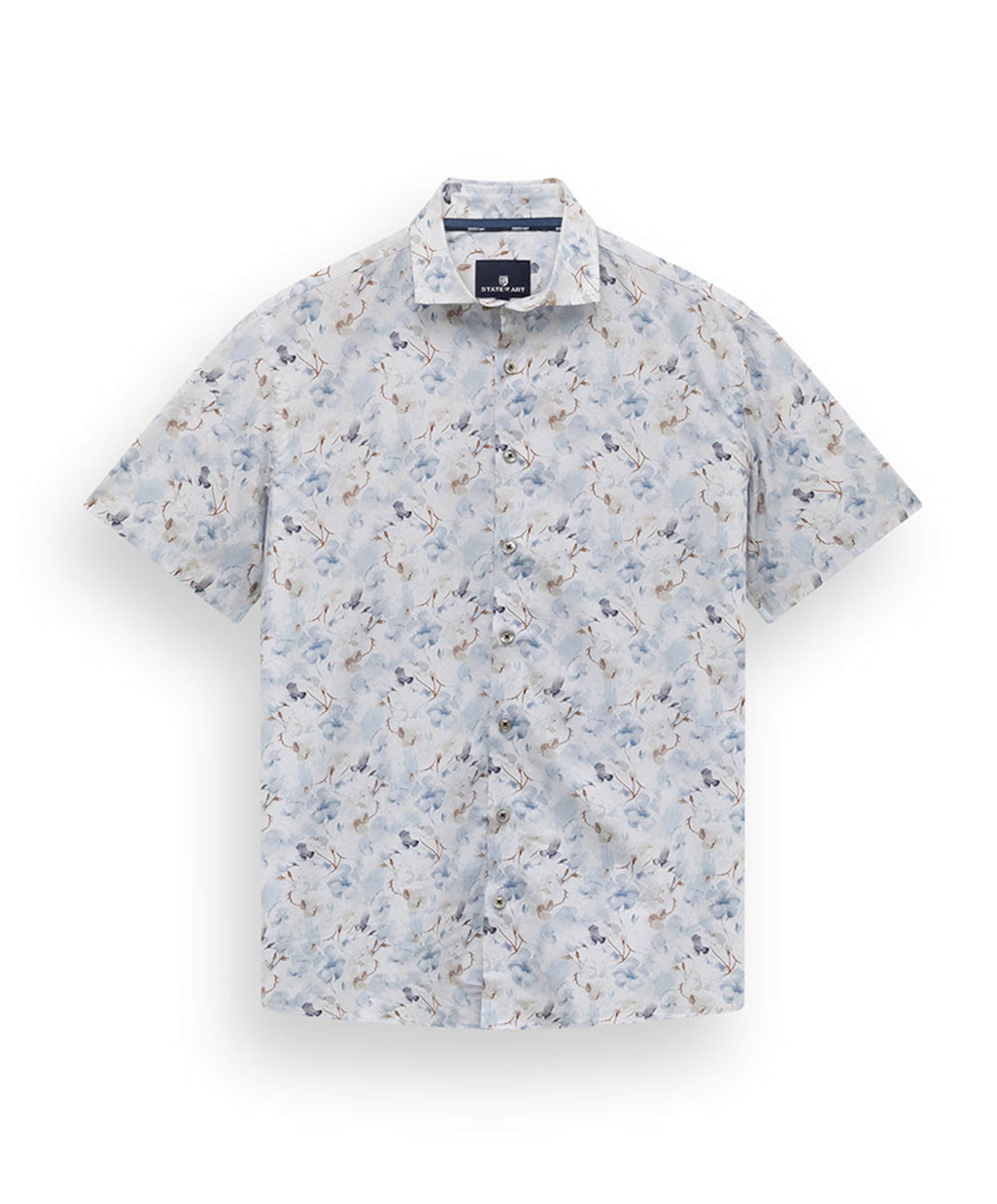 Heren overhemd korte mouw blauw