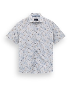 Heren overhemd korte mouw blauw