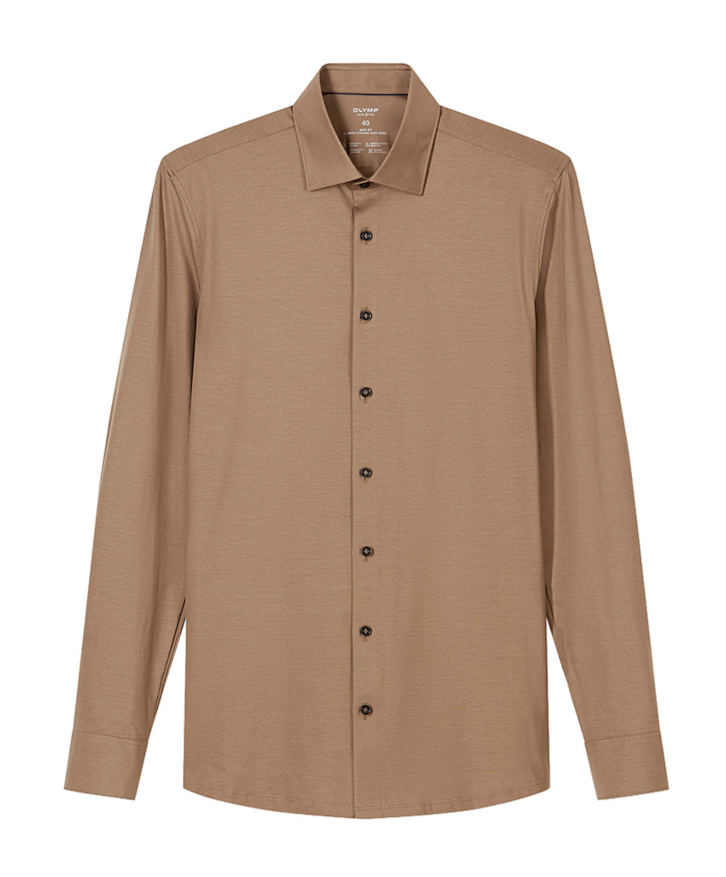 Heren overhemd lange mouw bruin