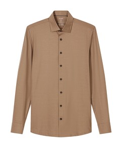 Heren overhemd lange mouw bruin