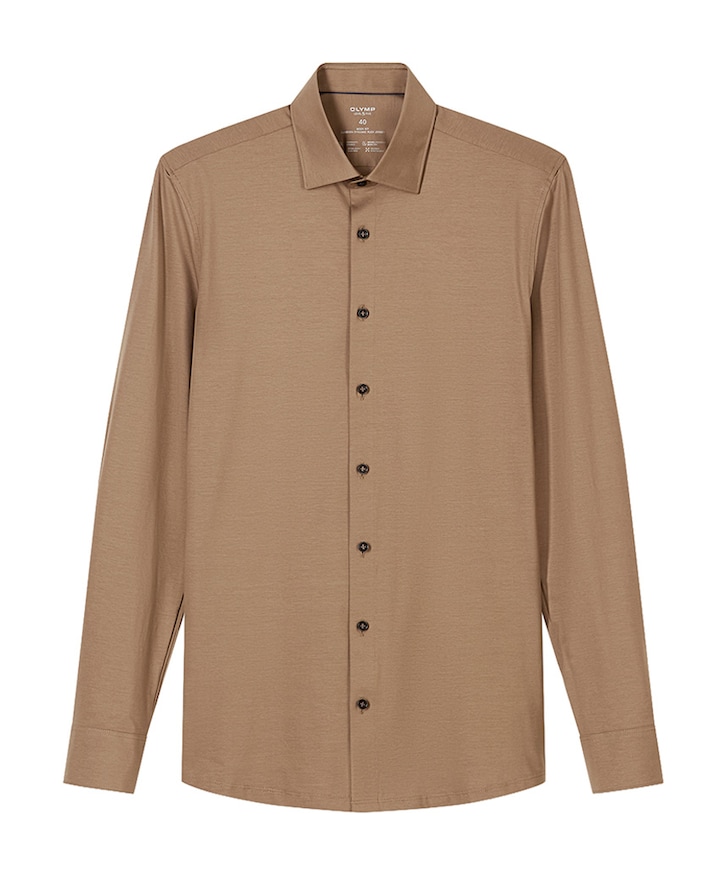 Heren overhemd lange mouw bruin