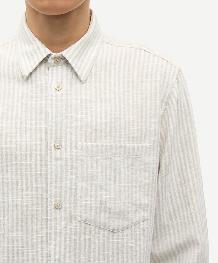 Heren overhemd lange mouw beige