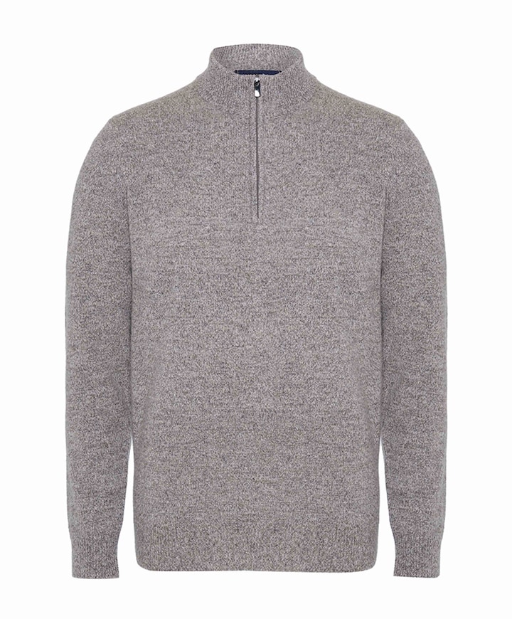Heren trui met rits beige