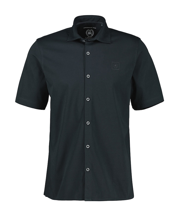 Heren overhemd korte mouw blauw