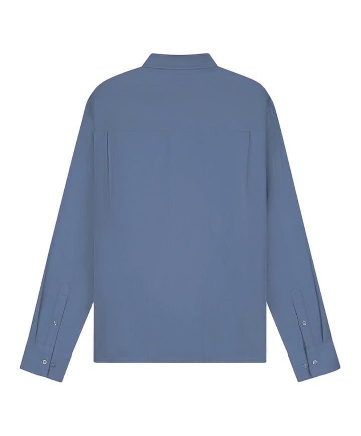 Heren overhemd lange mouw blauw