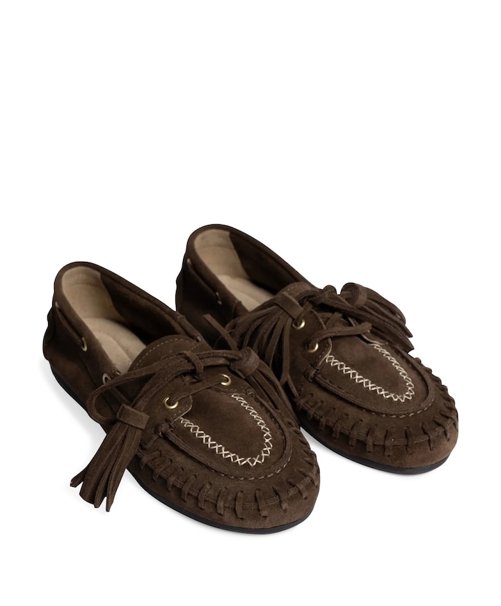 PW44 boat loafer fringe dames loafers bruin
