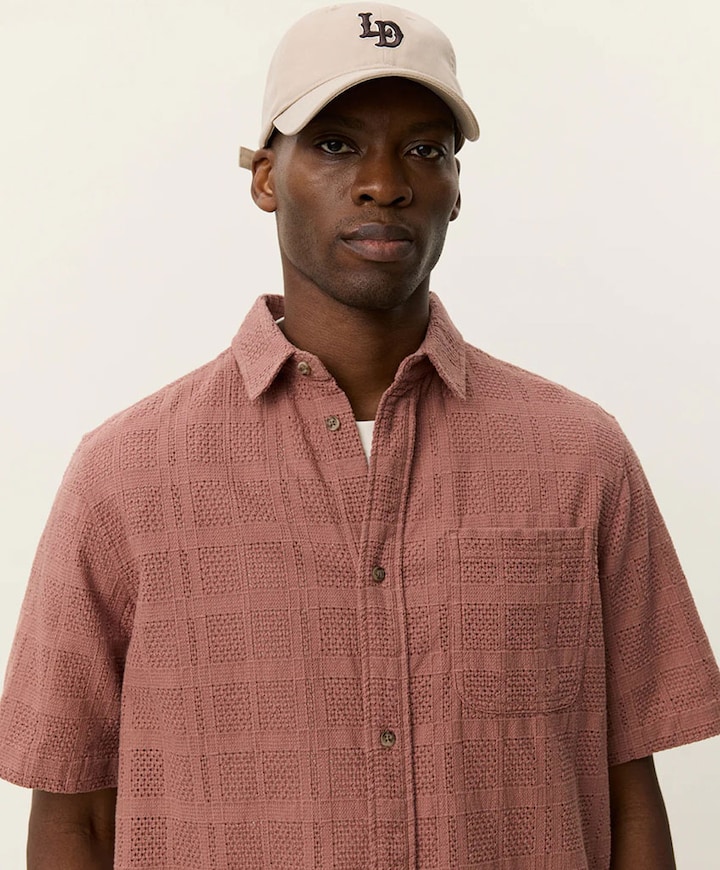 Heren overhemd korte mouw rood