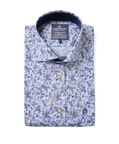 Heren overhemd korte mouw blauw