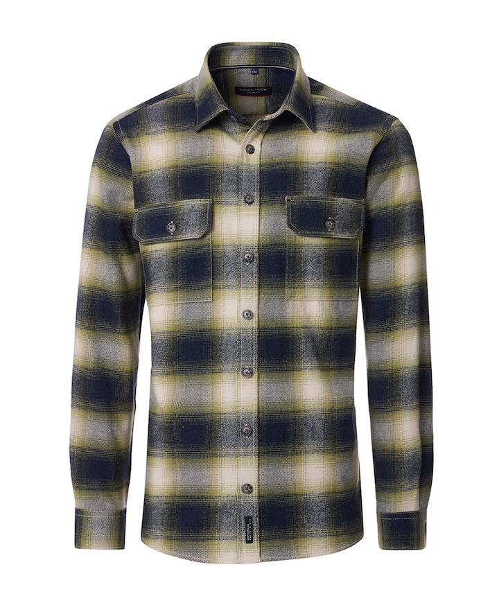 Heren overhemd lange mouw groen