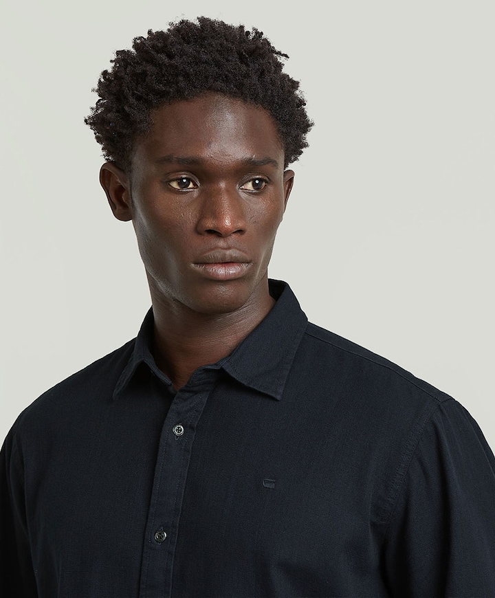 Heren overhemd lange mouw blauw