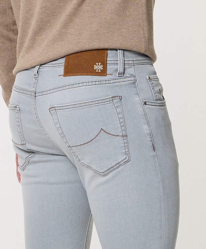 Nick Slim 5 Pocket heren jeans grijs