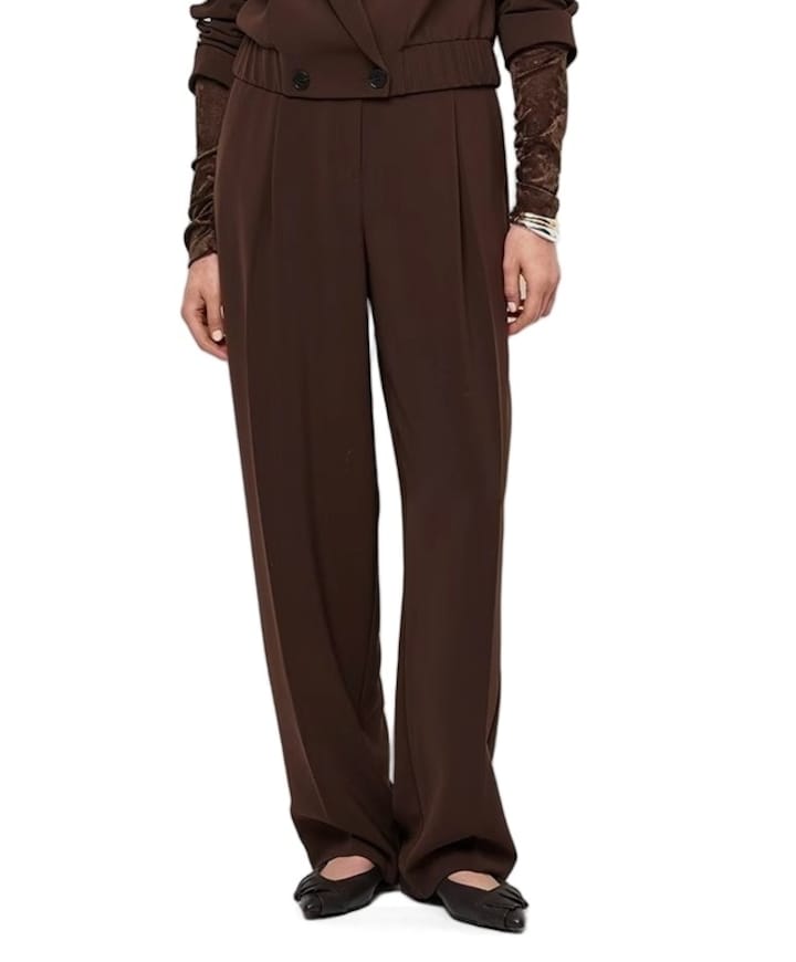 Chad pleated dames broek bruin