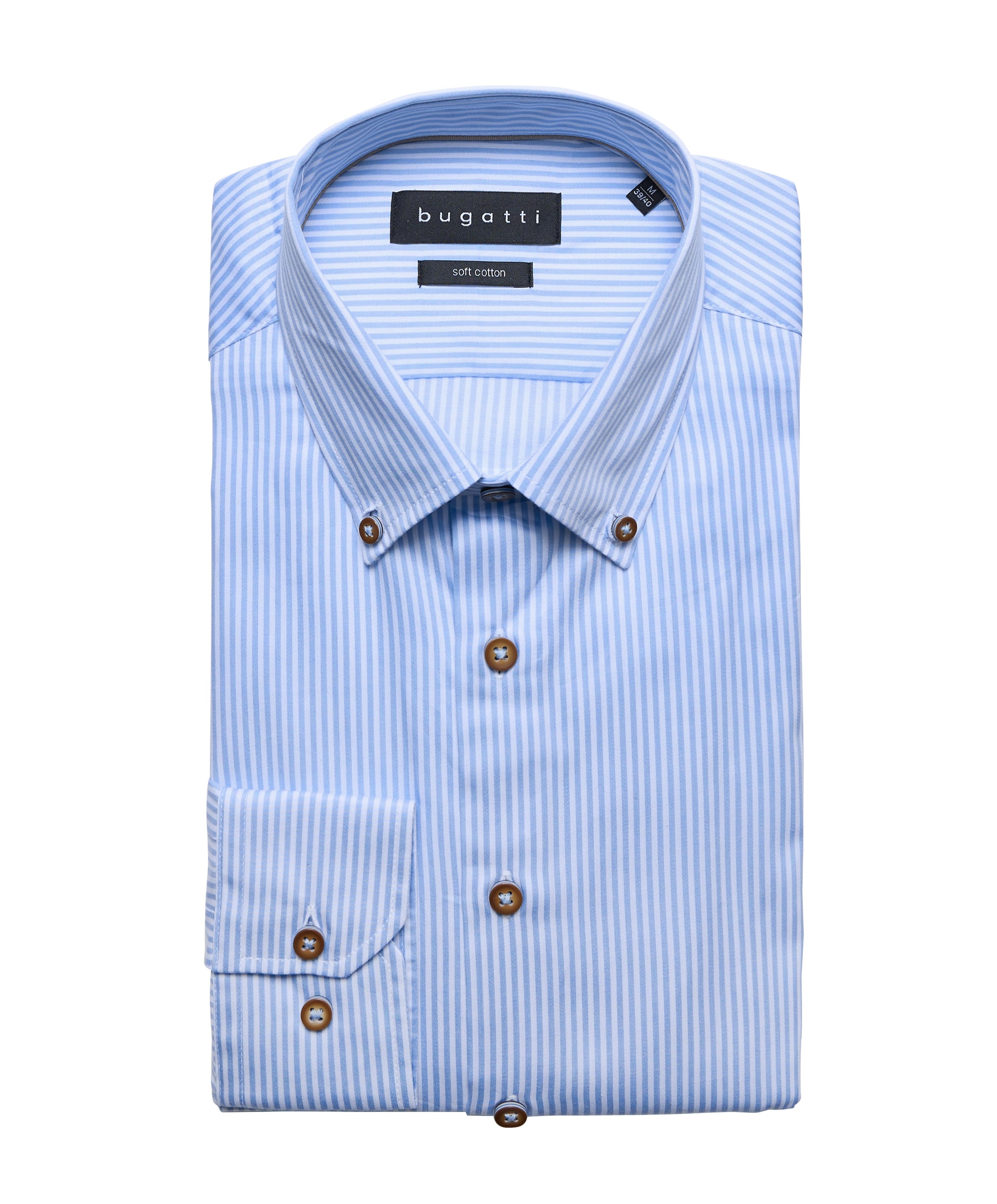 Heren overhemd lange mouw blauw