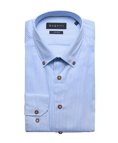 Heren overhemd lange mouw blauw