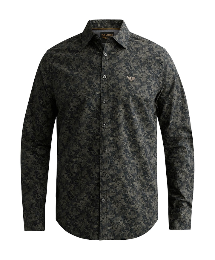 Heren overhemd lange mouw blauw