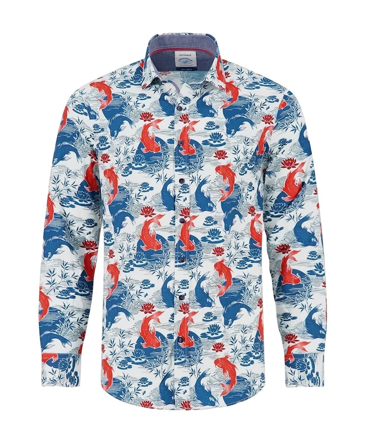Heren overhemd lange mouw blauw