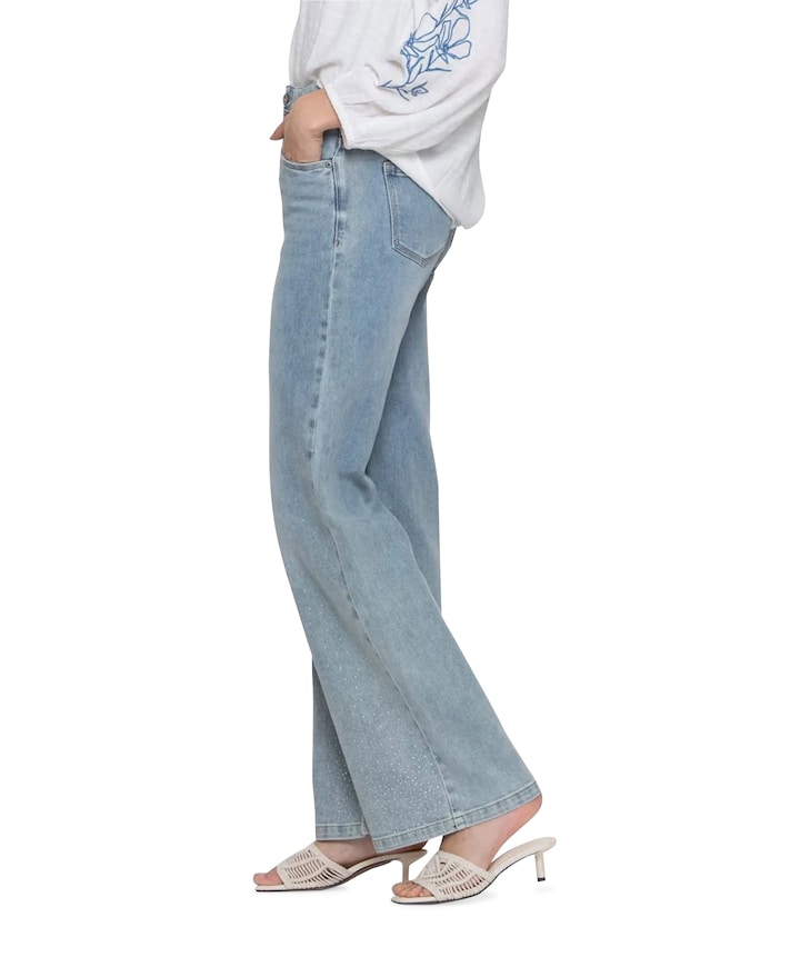 Wide stones dames jeans blauw