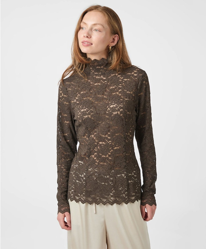 Dames top bruin