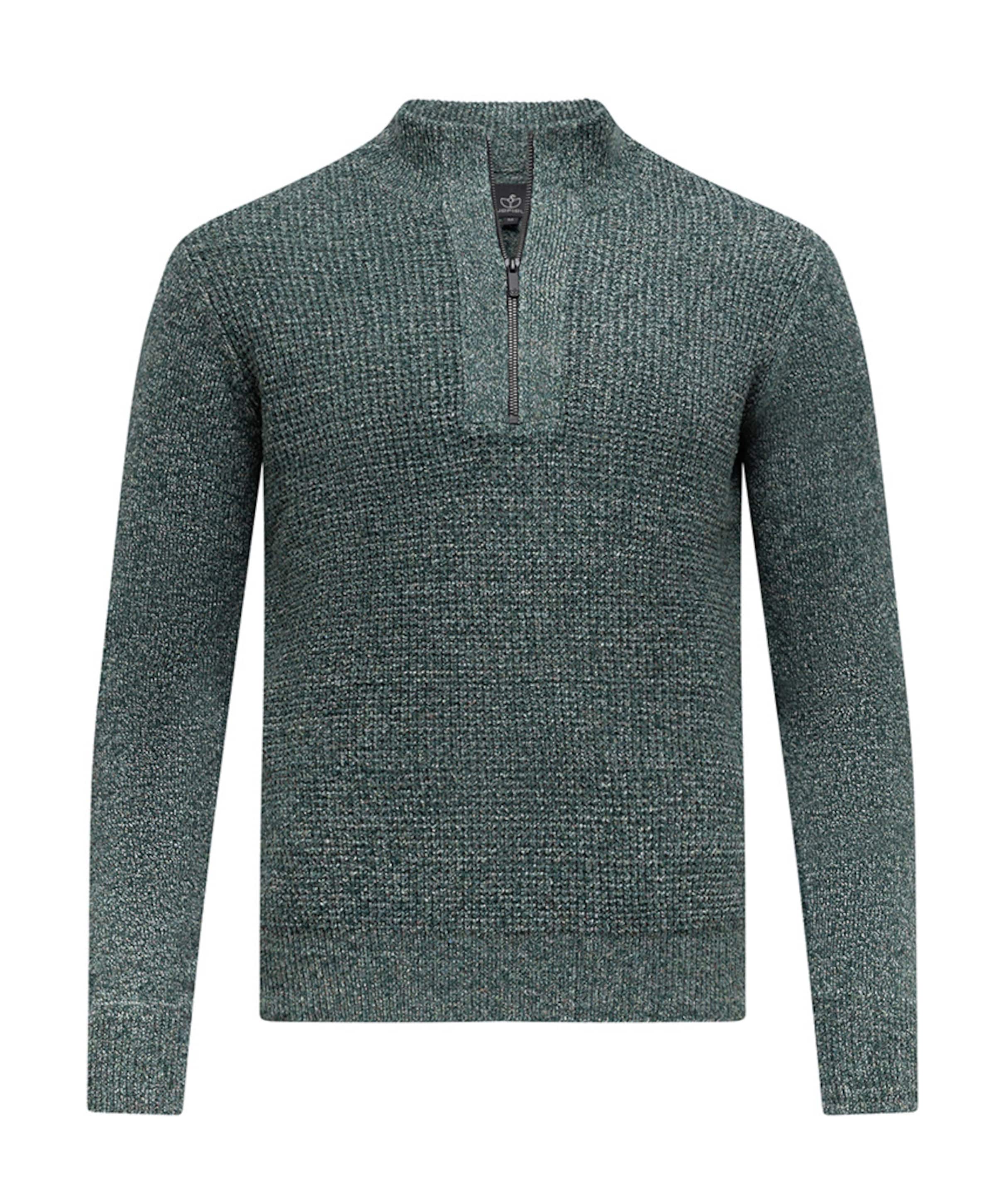 Heren trui met rits groen
