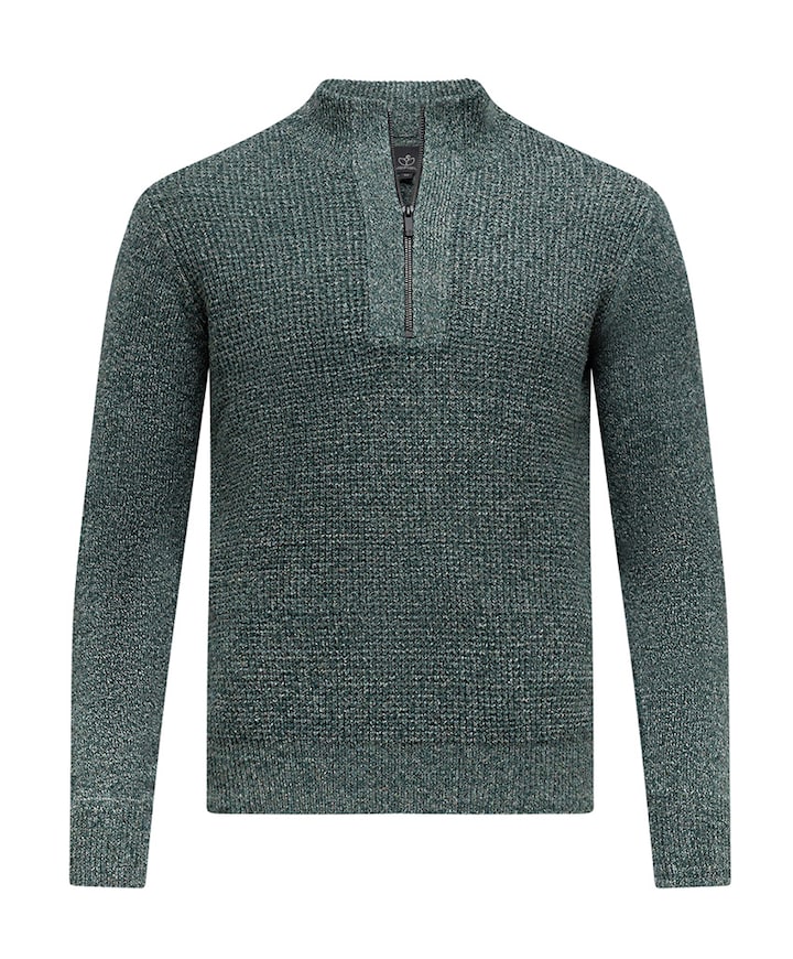 Heren trui met rits groen