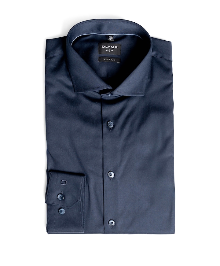 Heren overhemd lange mouw blauw