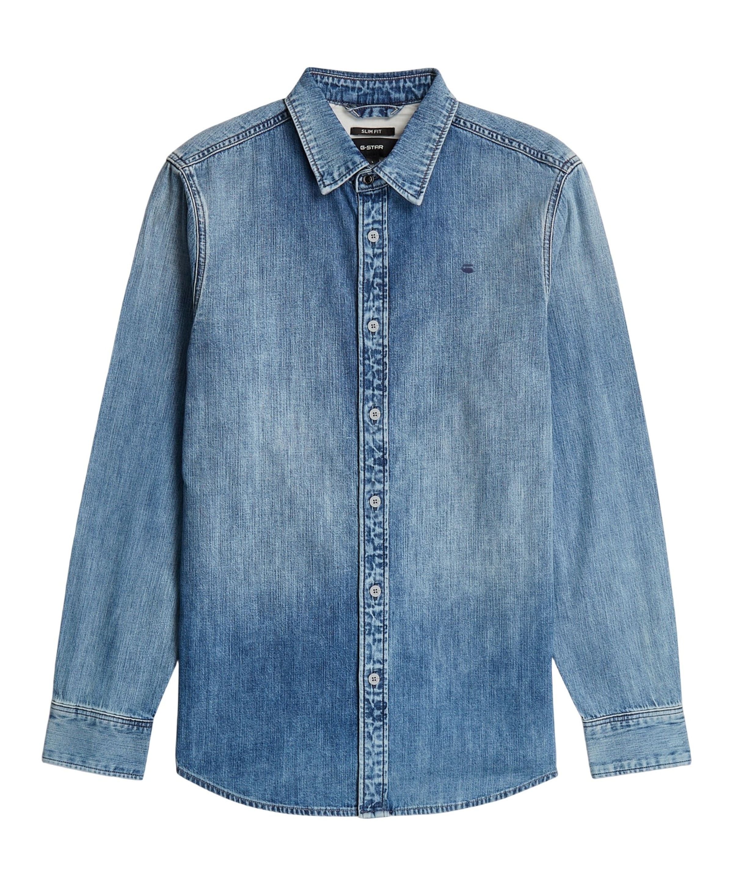 Heren overhemd lange mouw blauw