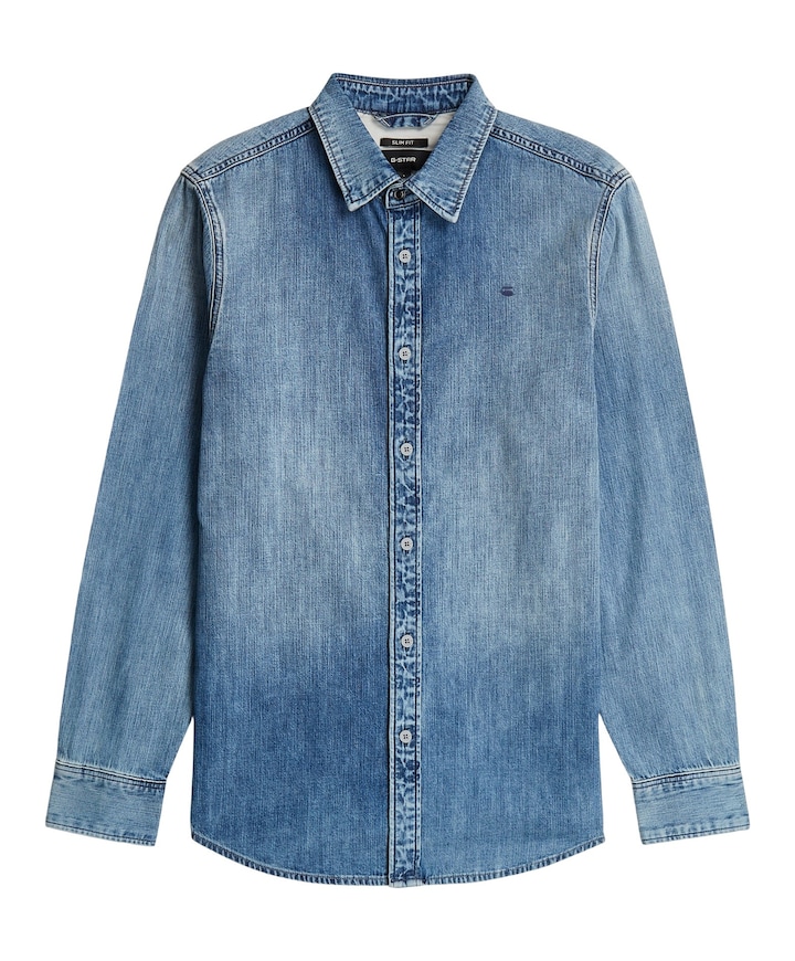 Heren overhemd lange mouw blauw