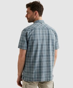 Heren overhemd korte mouw blauw