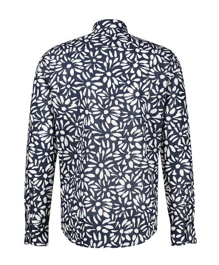 Heren overhemd lange mouw blauw