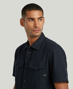 Heren overhemd korte mouw blauw