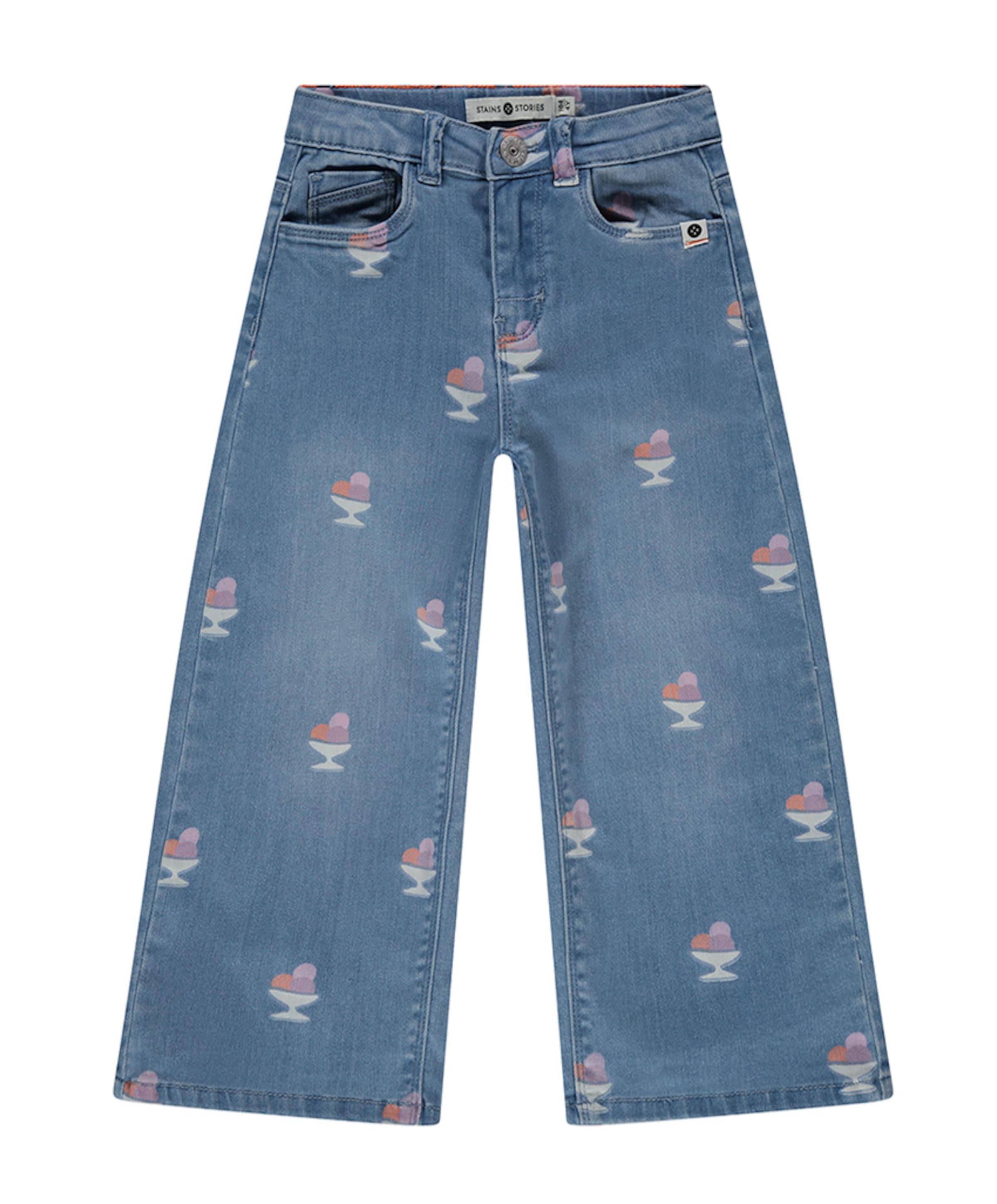 Printed Denim meisjes broek blauw