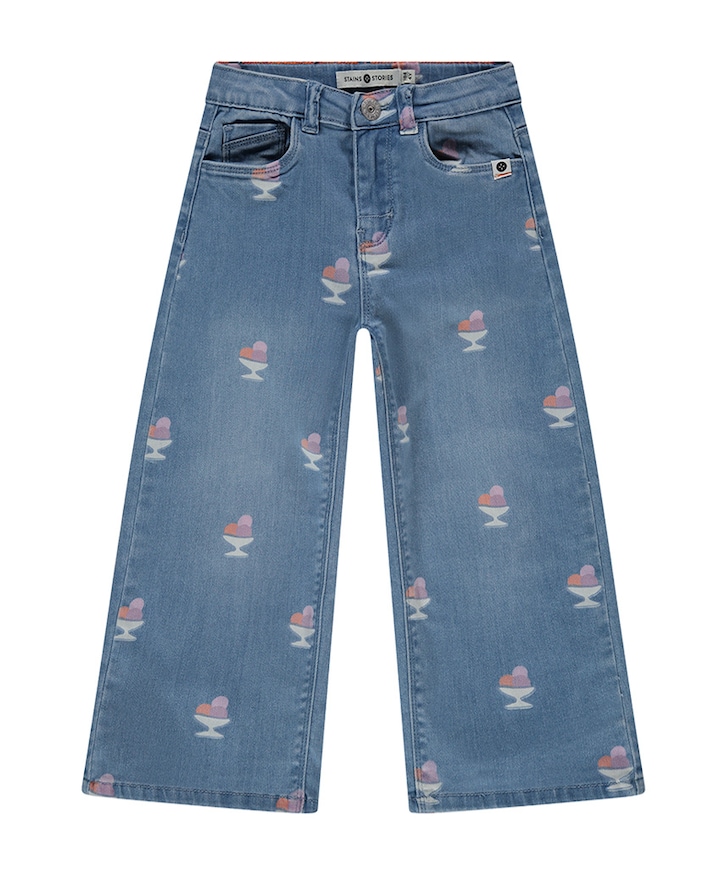 Printed Denim meisjes broek blauw
