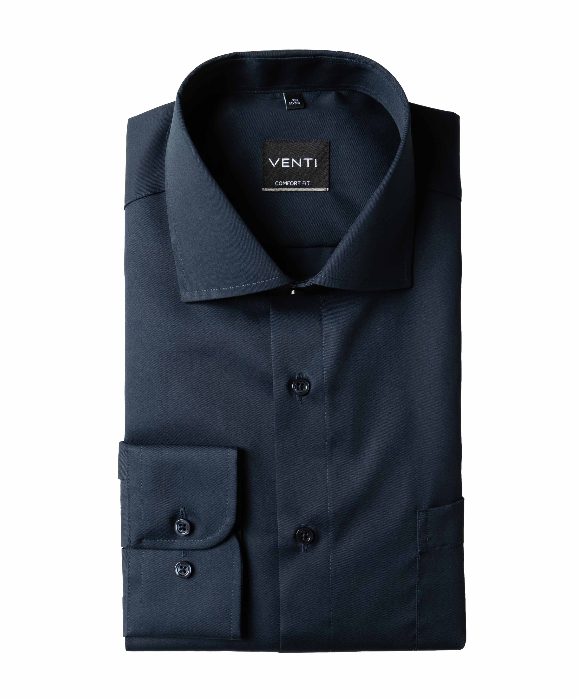 Heren overhemd lange mouw blauw